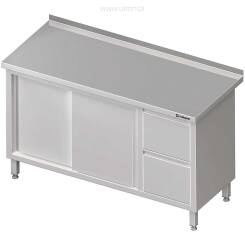 Stół przyścienny z blokiem dwóch szuflad (P),drzwi suwane 1300x600x850 mm 980356130