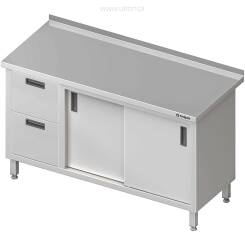 Stół przyścienny z blokiem dwóch szuflad (L),drzwi suwane 1800x600x850 mm 980346180