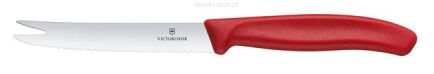 Victorinox Swiss Classic Nóż do sera i kiełbasy, ostrze ząbkowane, 110mm, czerwony