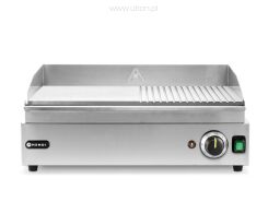 Płyta grillowa w połowie żebrowana, HENDI, Kitchen Line, 1/2 gładka, 1/2 ryflowana, 220-240V/2400W, 527x404x(H)233mm